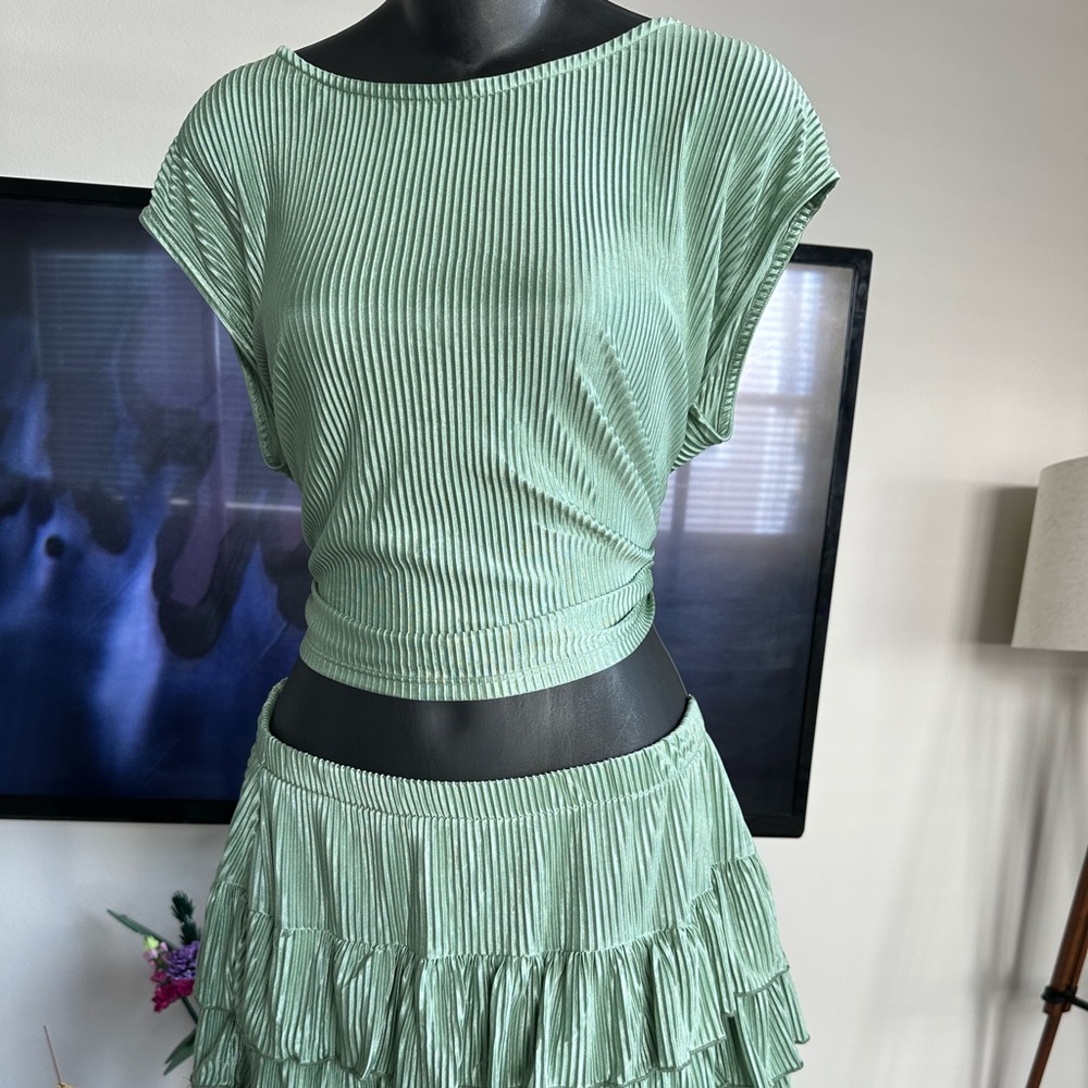 Green Ruffled Skirt Set